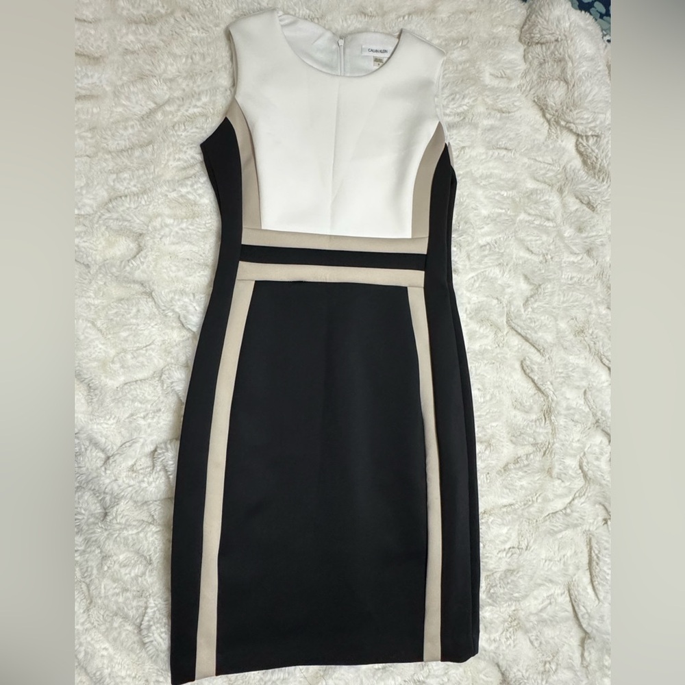 Calvin Klein Black and Cream Backless Dress